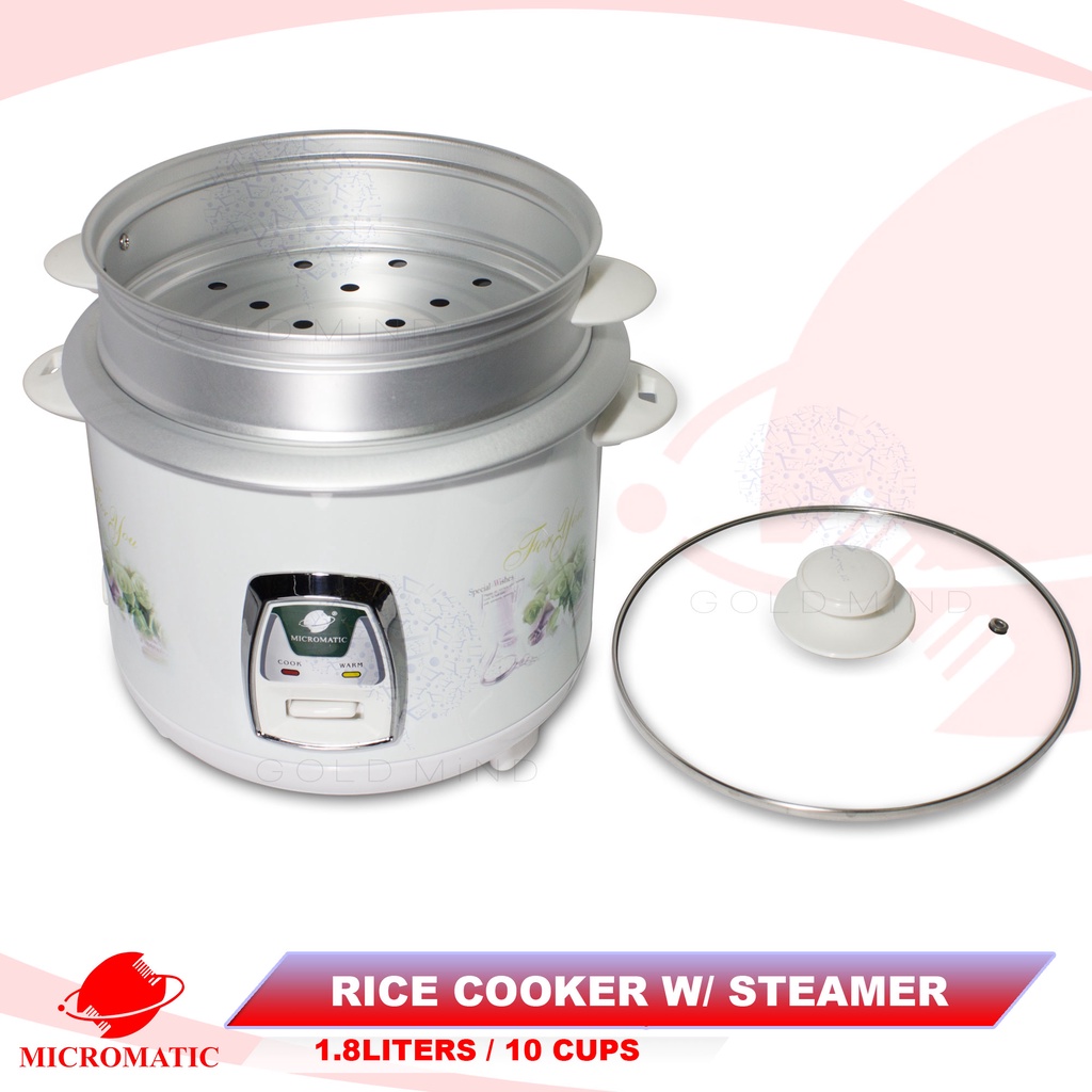 Micromatic Rice Cooker with Steamer 1.8L (8 to 10 person) Shopee