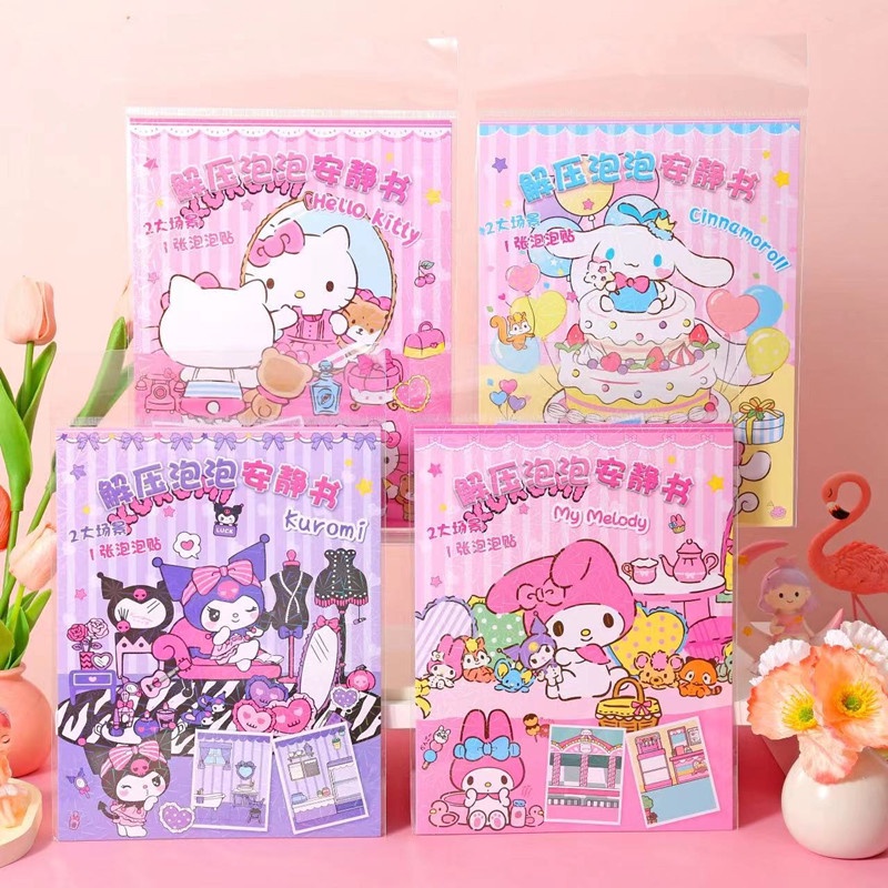 Sanrio Cute Bubble Sticker Book Kuromi Melody Creative Cut Free 6