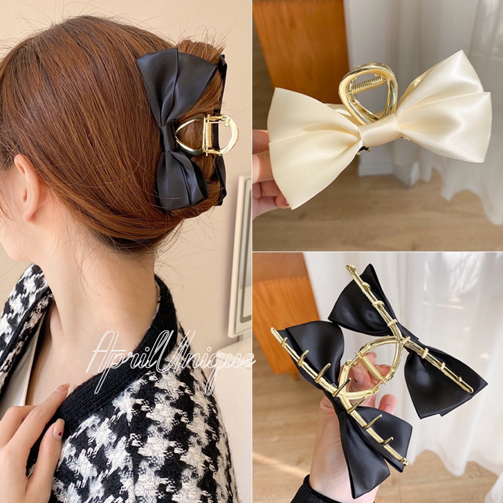 emie fashion Korean Style Tender Elegant Ribbon Bow Tie With Metal Claw ...