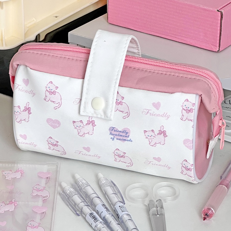 EOAMGO Large Capacity Cat Pencil Case For Girls Boys Kids