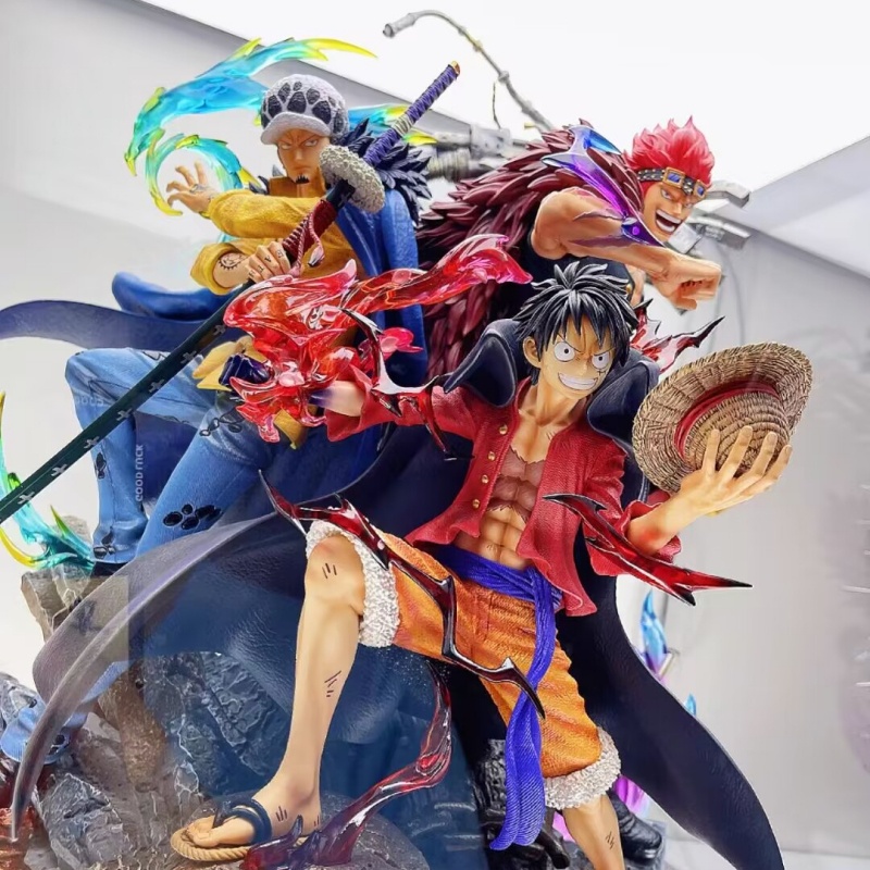 Figurine One Piece - Les Trois Capitaines Luffy, Trafalgar Law, Kidd - PVC