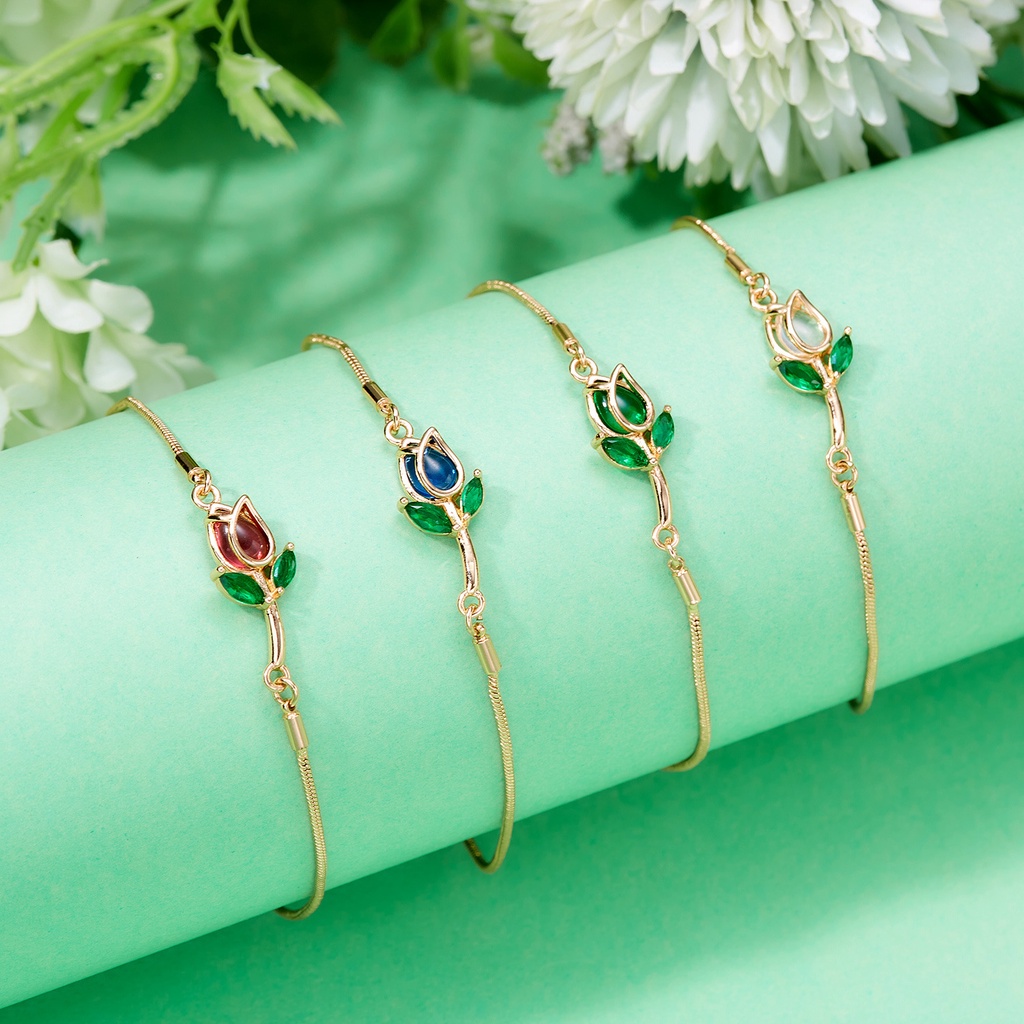 Tulip Flower Gold Color Bracelets for Women Fashion Temperament