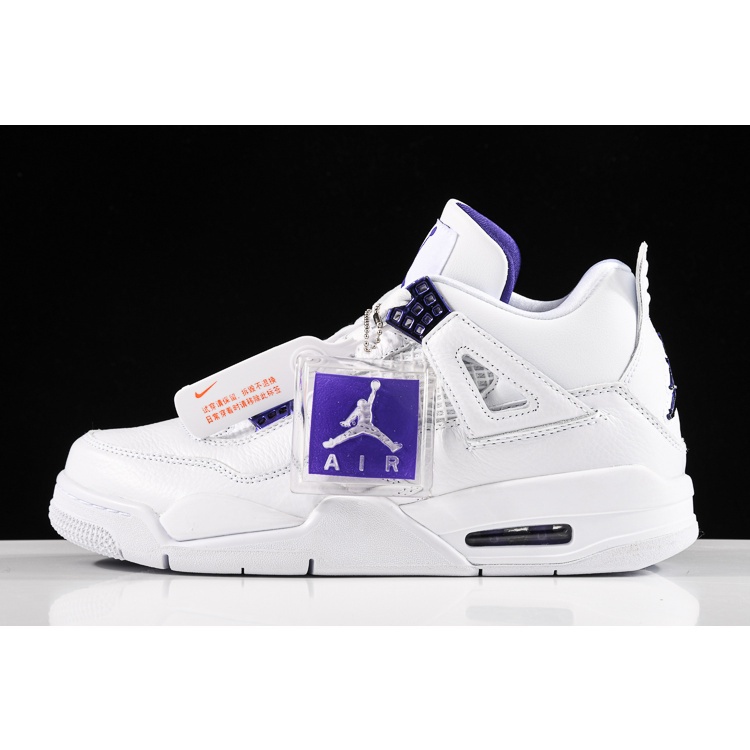 2020 Mens AJ4 “Purple Metallic” White/Court Purple-Metallic Silver ...