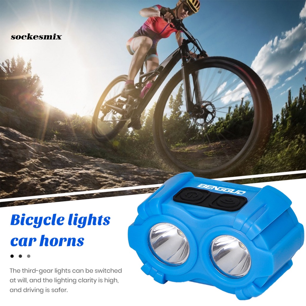 SX Safe Riding Horn Bicycle Light Horn Rechargeable Bike Headlight with Double Horns and Loud
