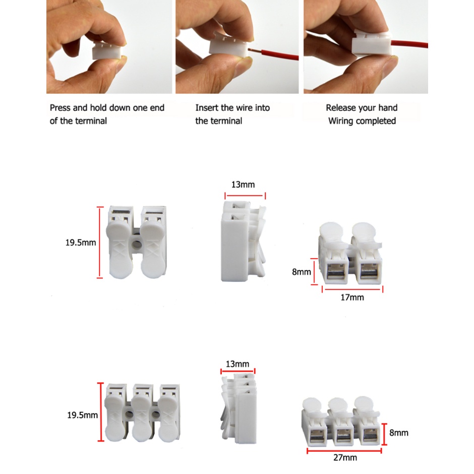 30pcs 2 3 Pins Electrical Cable Connectors CH2 CH3 Quick Splice Lock ...