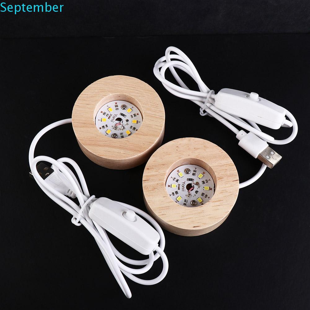 SEPTEMBER Wood Light Base Round Room Night Light Display Stand Warm