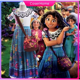 LZH Encanto Mirabel Costume Dress for Girls Cosplay Isabela Madrigal Princess Halloween Dress Up