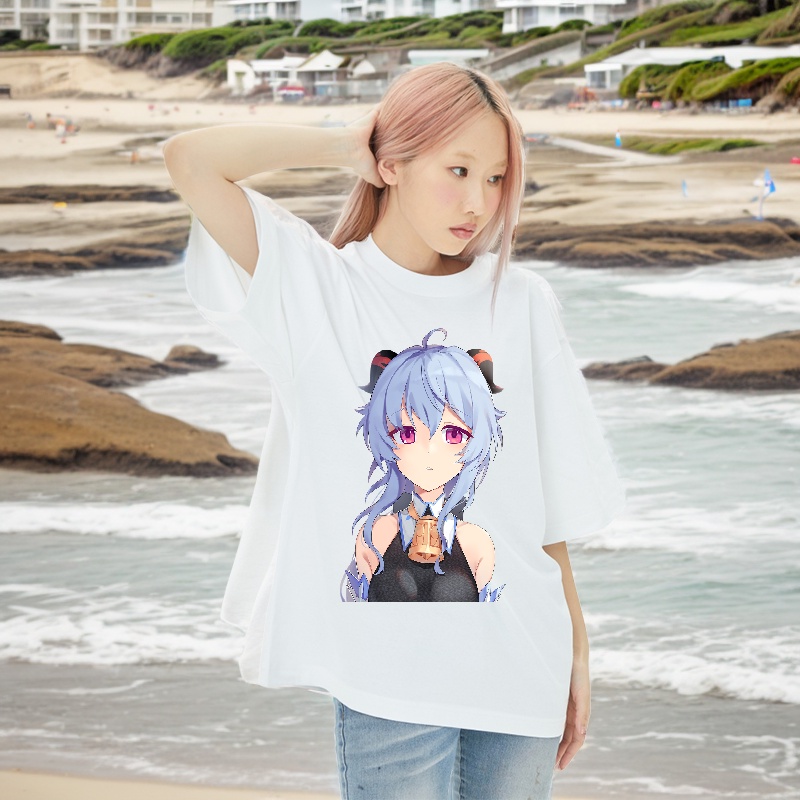 Ganyu Solo The Delightful Fusion of Anime Print and Beach Style ...