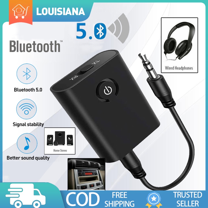 Wireless Bluetooth 5.0 Audio Transmitter Receiver A2DP Adapter 3.5mm