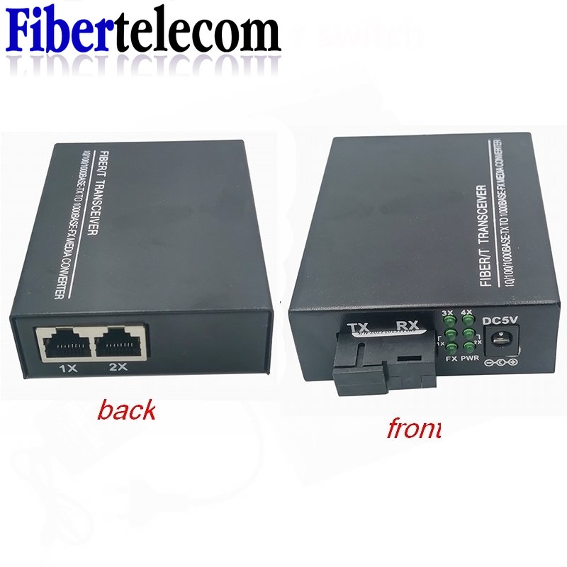 Ethernet Fiber Switch 2 RJ45 &1 SC Optical Media Converter Single Mode ...
