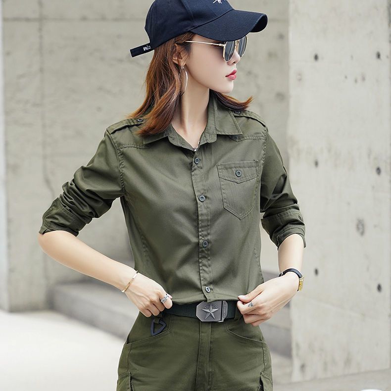 Army green shirt womens best sale