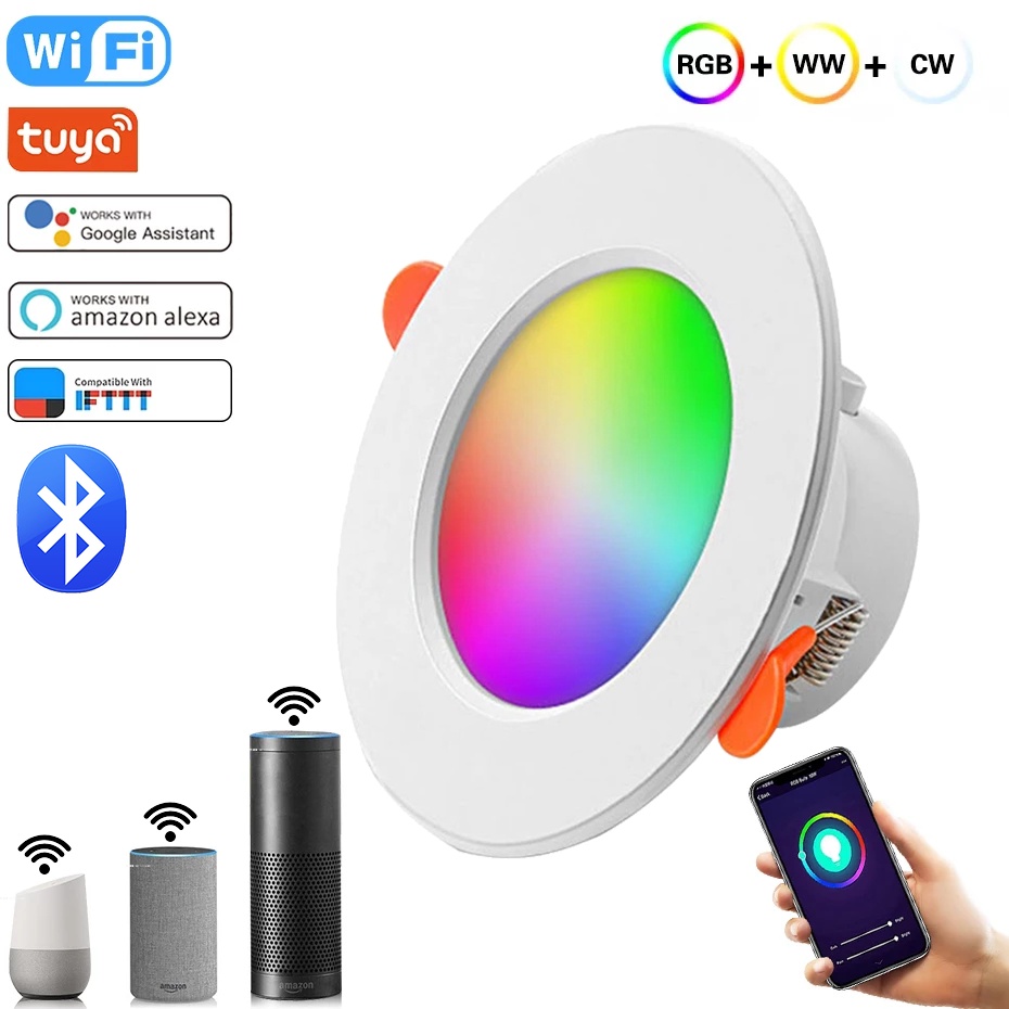 Tuya Smart Ceiling Light RGBCW WiFi LED Pin light 10W 15W Downlight ...