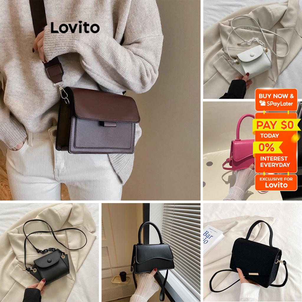 Lovito Cute Plain Button Small Shoulder Bags for Women LNA13015 ...