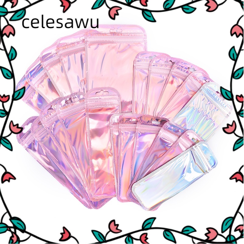50pcs 4 Styles Laser Packaging Bag Flat Cosmetic Bag Holographic Mini ...