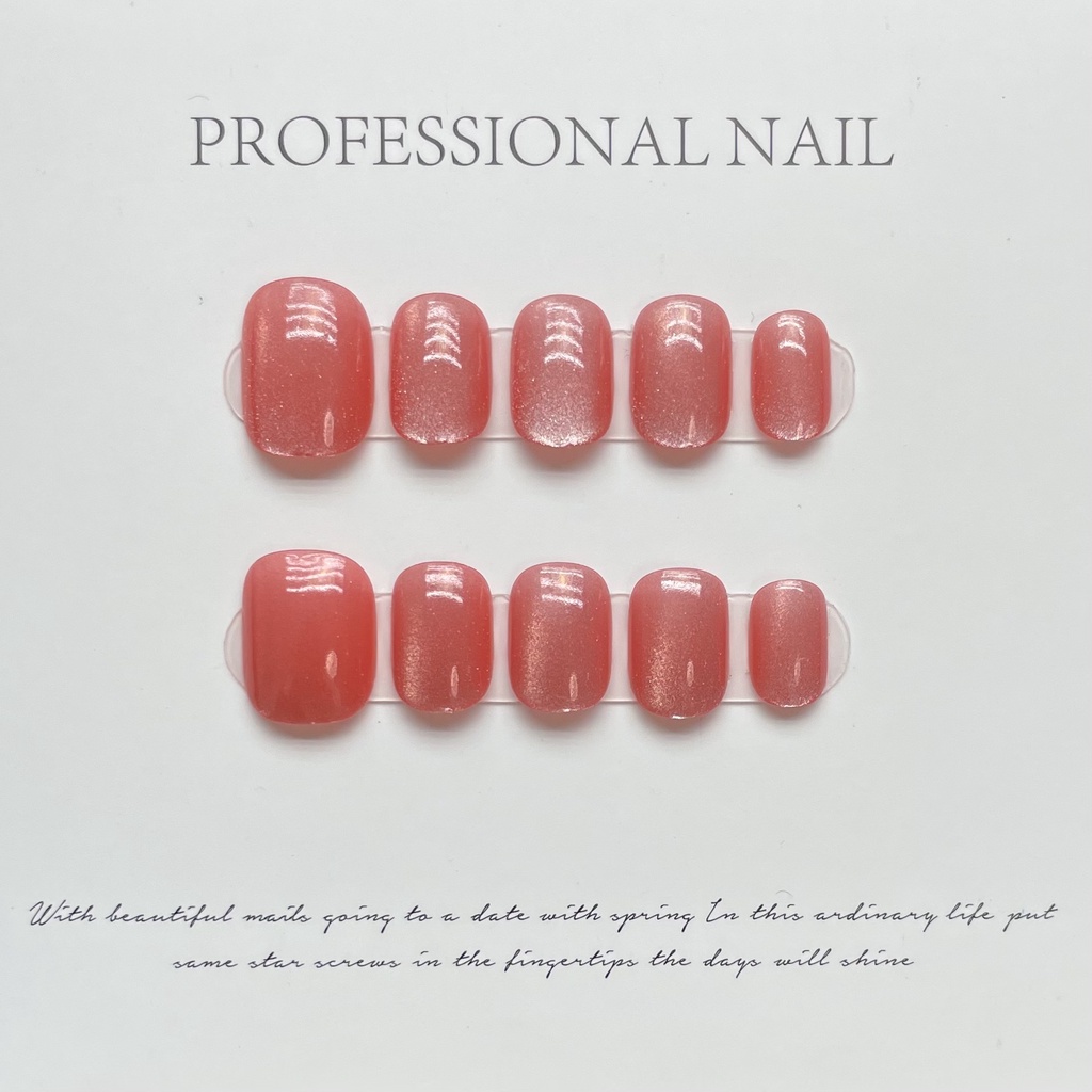 [HANDMADE]Artificial Nail Hawthorn Color Cat'S Eye Ice Micro Pure Color