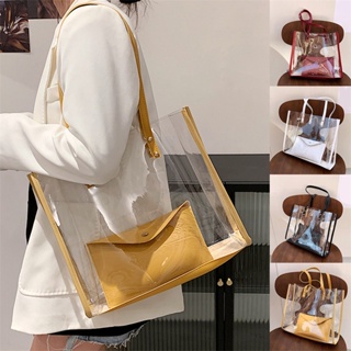 Women Small Square Shoulder Bag Fashion Clear Transparent Pu