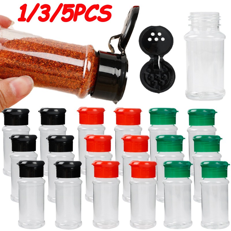 1/3/5Pcs 100ML Clear Seasoning Jars for Salt Pepper/Spices Storage  Condiment Bottles Kitchen Gadget Tools