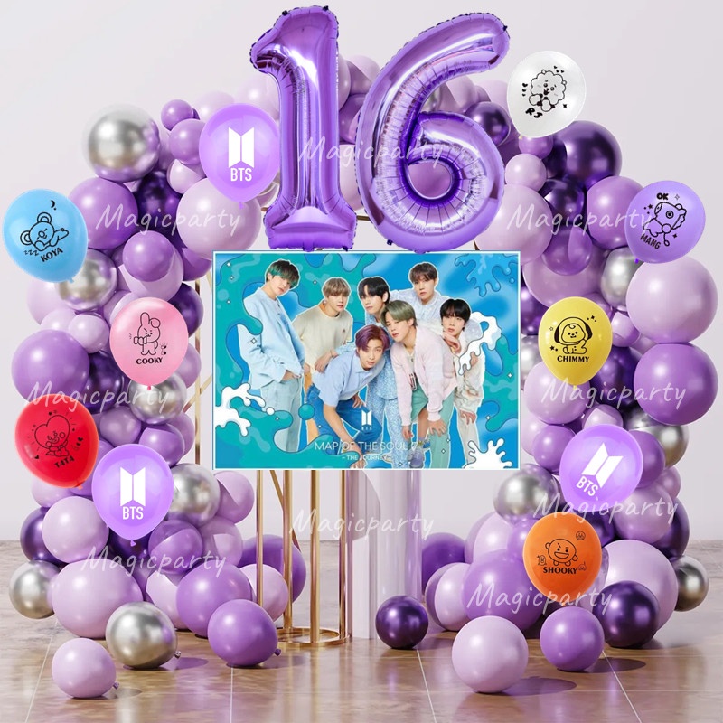 59pcs/set BTS Balloon Garland Arch Kit BT21 Latex Balloon Birthday