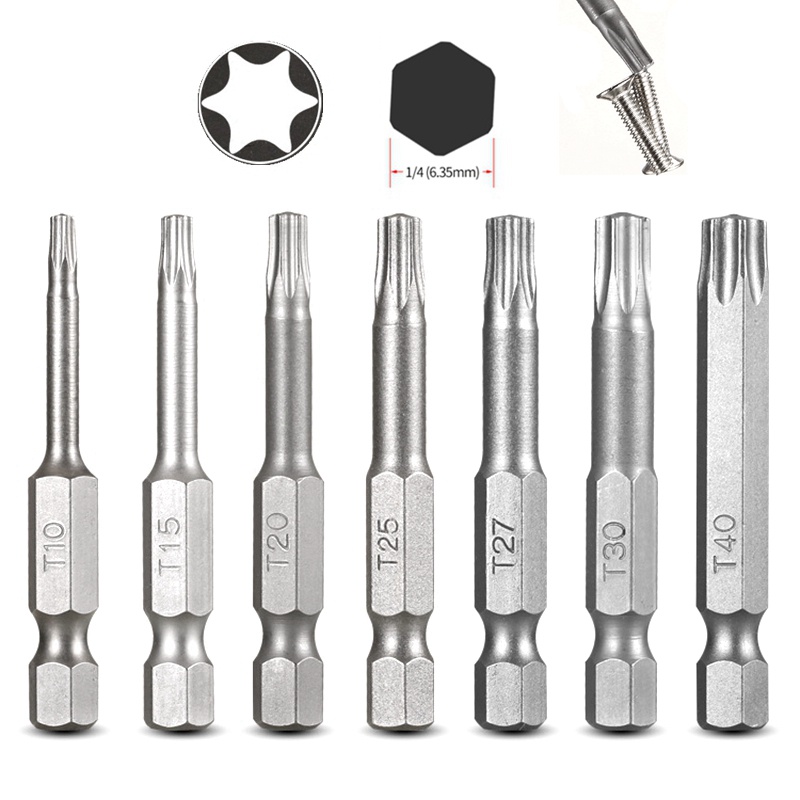 Krachtige 7Pcs 50mm Solid Hexagon Torx Electric Screwdriver Head Bit ...