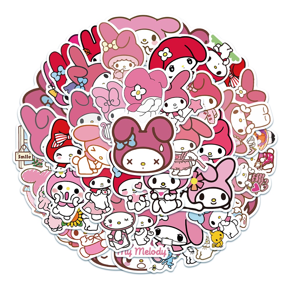 50Pcs Cartoon My Melody Sticker DIY Fashion Waterproof Luggage Laptop ...