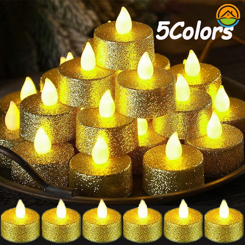 LED Glitter Candles Light/Round Flameless Battery Operated Romantic