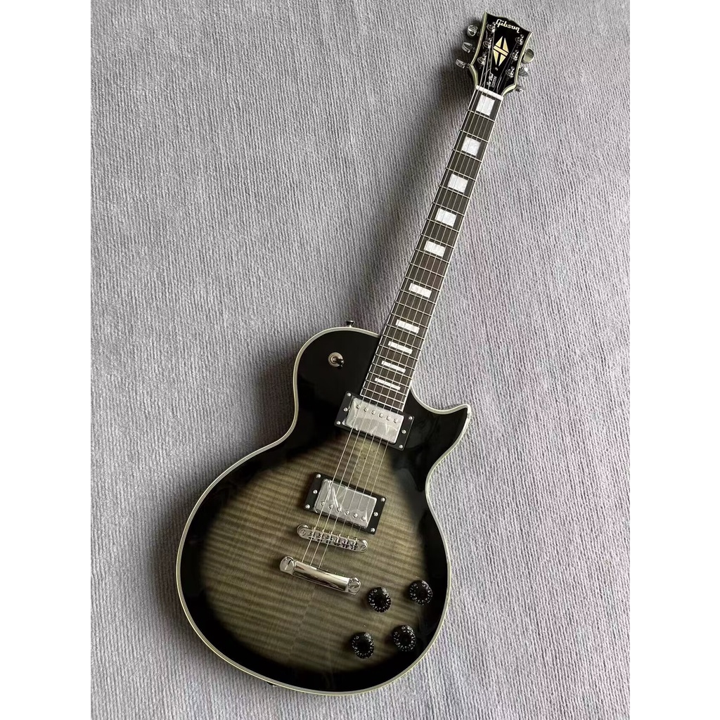 Gibson Les Paul Custom Electric Guitar Gray Black Burst Flame Maple Top 27 Species Are Choose 6374