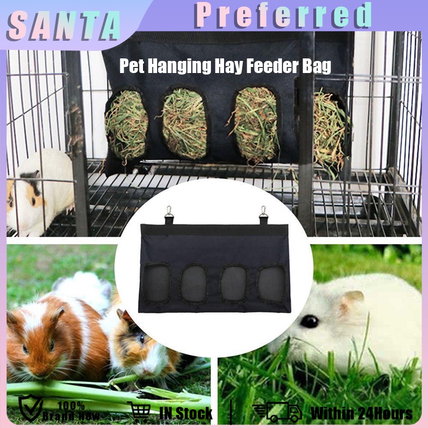 Hanging Hay Bag Small Animals Feeder Holder Feeding Dispenser Container