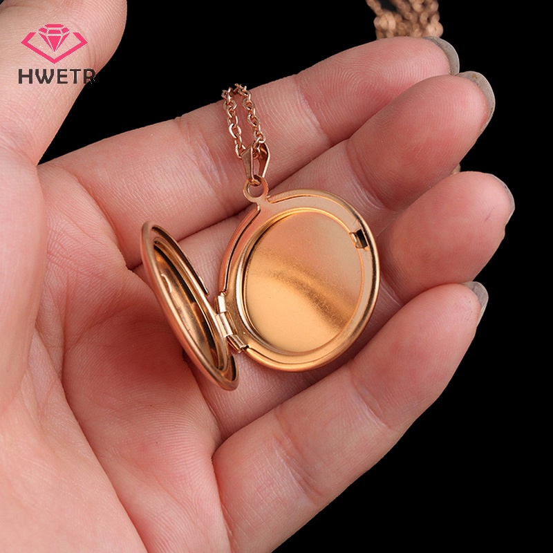 HWETR Stainless Steel Photo Locket Necklace 3 Colors Open Round Pendant ...