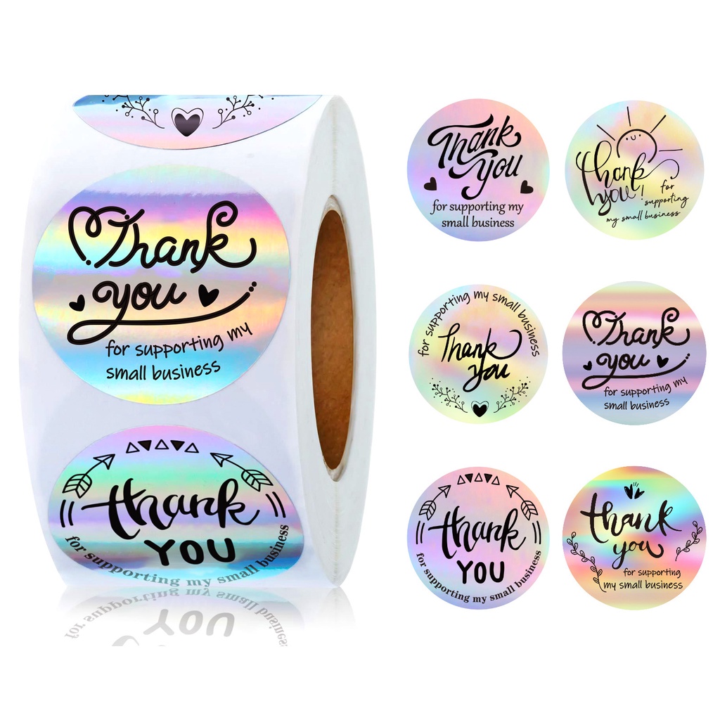500pcs/roll Rainbow Laser Thank You Stickers Adhesive Labels for ...