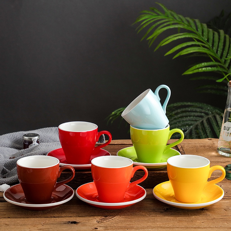 24K 280mL Glossy Ceramic Cappuccino Cups Coffee Cup and Saucer KP279 ...