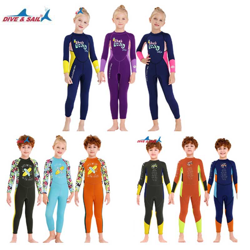 DIVE&SAIL Kids Wetsuit 2.5mm Neoprene Thermal Rashguards Snorkeling