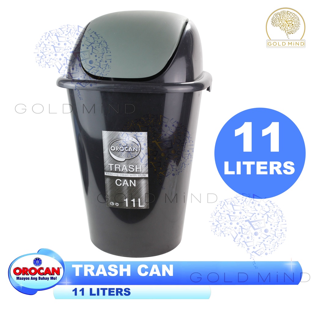Orocan Trash Can with Swing Cover / Trash Bin Garbage Can 11 Liters Gold Mind Shopee Philippines