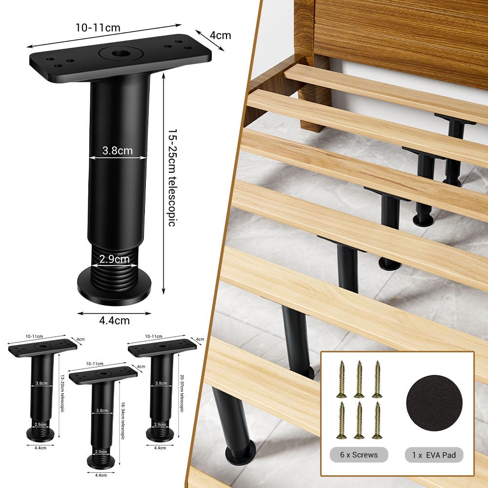 1pc Telescopic Adjustable Bed Leg Beam Support Foot Reinforced Plastic