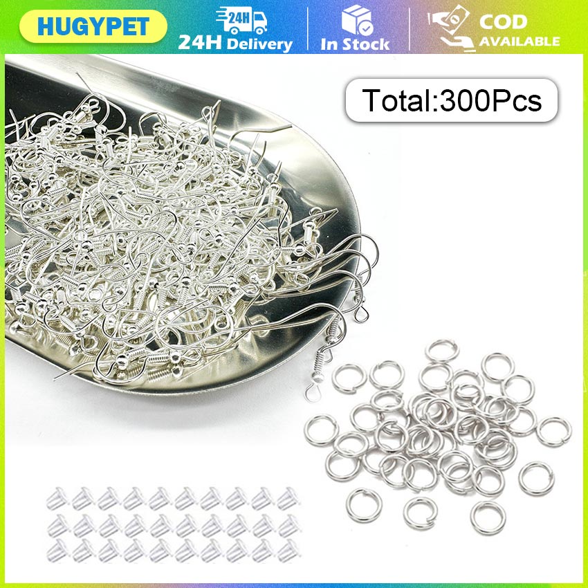 300pcs Earrings Set Earring Hooks Open Jump Rings Ear Plug Connects For ...