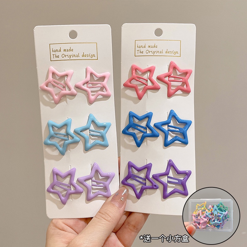 60 PCS+BOX Set INS Dopamine Star Bb Clips Set Hair Clip Star Hair Pin ...