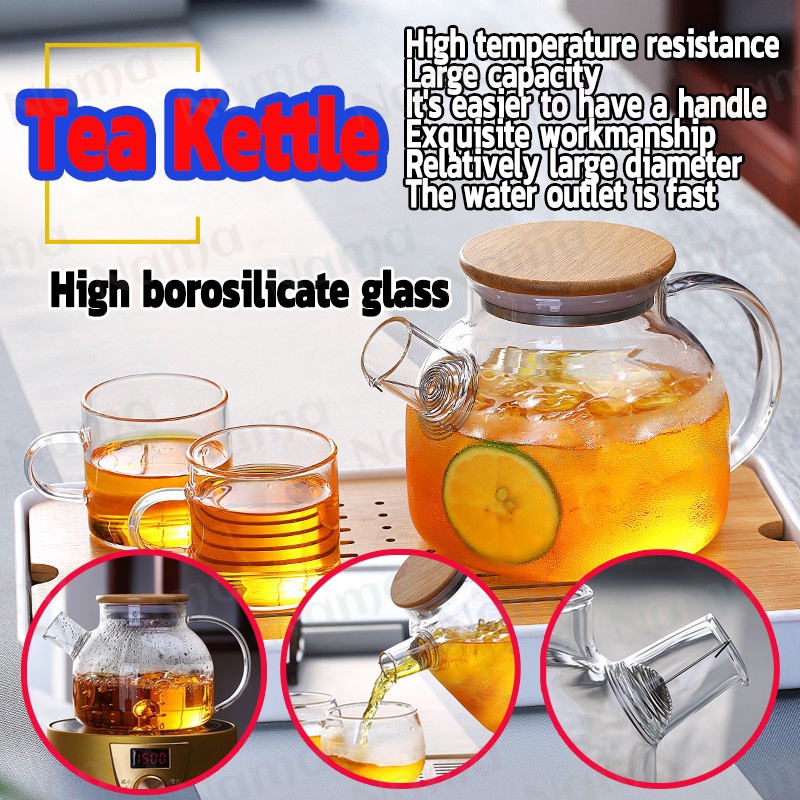 Nama 1L Heat Resistant With Wooden Cover Tea Pour Kettle Hot Coffee Tea ...