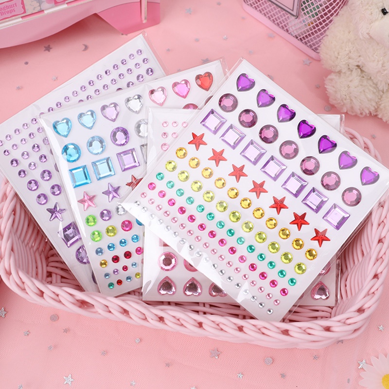 114 Pcs Colorful 3D Stereo Rhinestones Diamond Stickers Scrapbook Deco ...