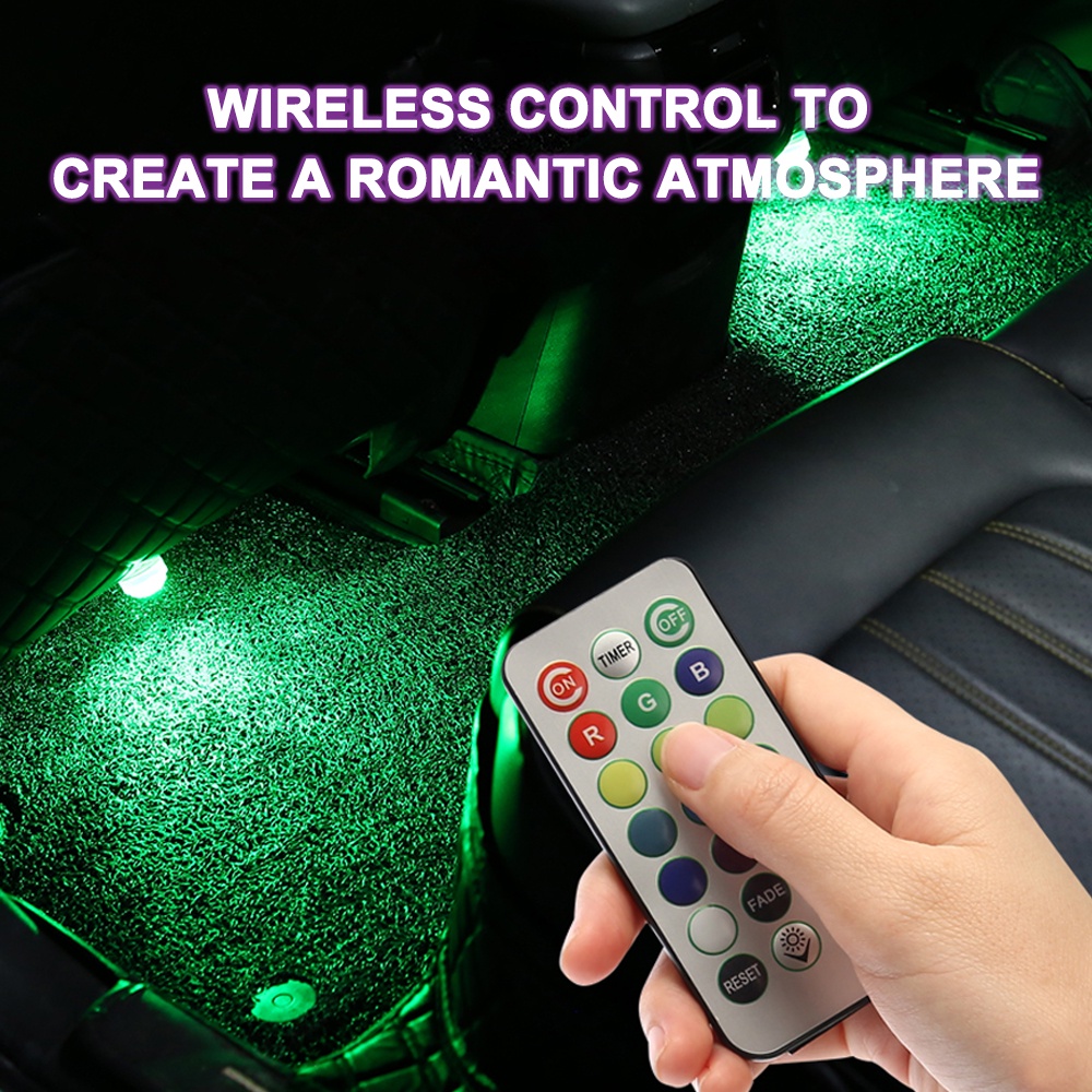 Wireless Adhesive LED Car Interior Ambient Light Remote Control ...