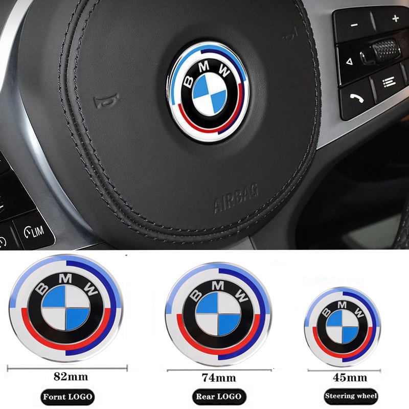 82mm Hood Front 74mm Trunk 45mm Steering Wheel Badge Emblem For BMW
