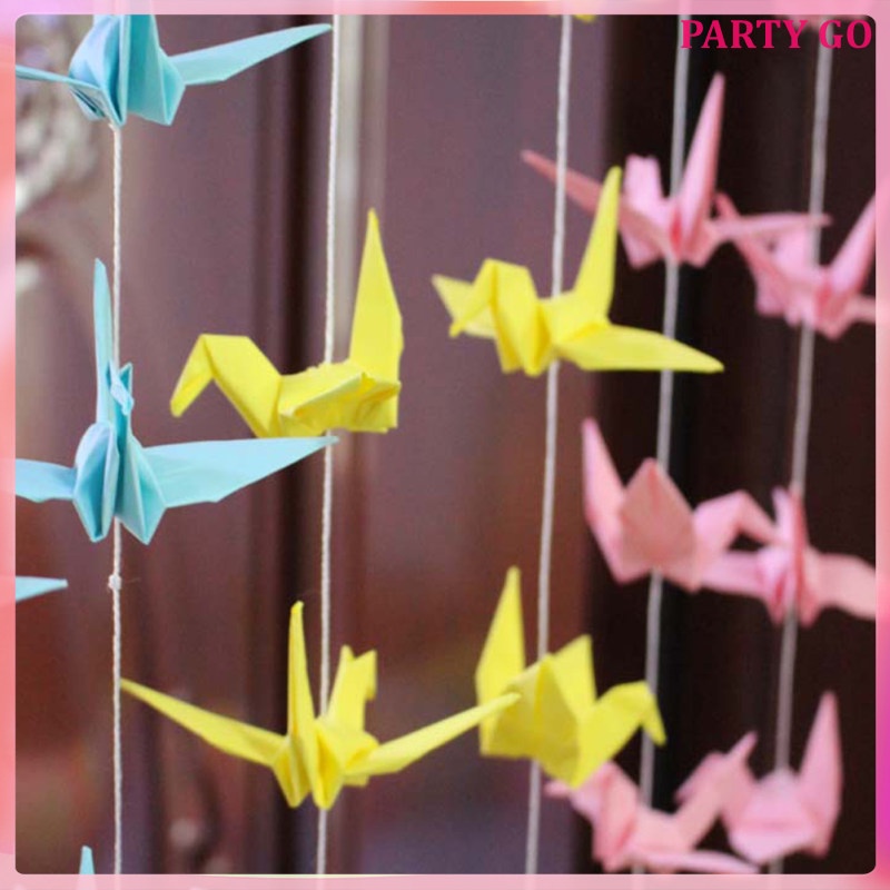 [READY STOCK] 100 Pcs Folding Colored Paper Crane Flower Garland for ...