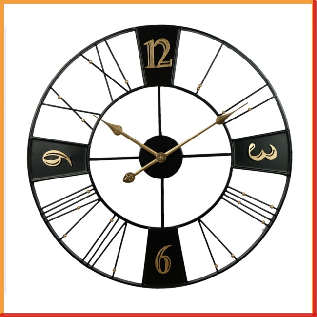 HOG Large Vintage Style Round Metal Wall Clock Silent Clocks For Living ...