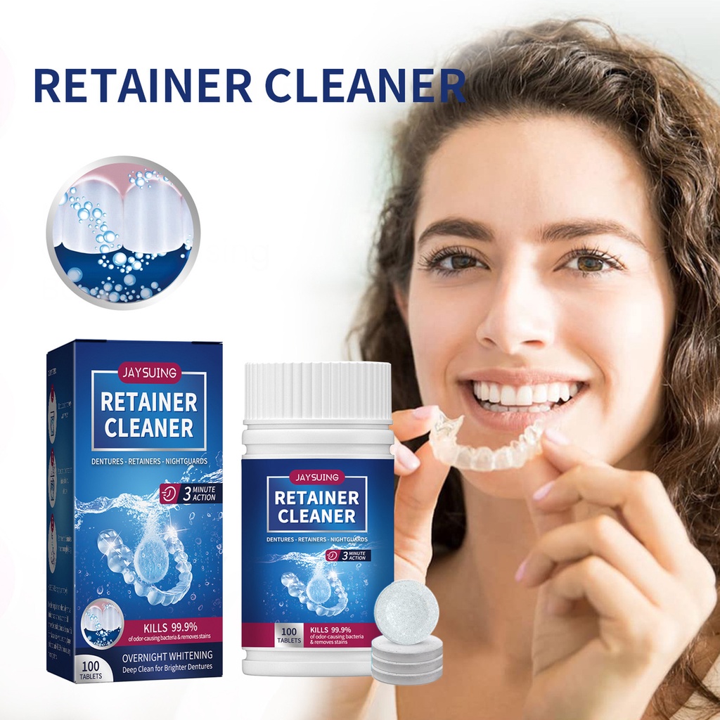 Okmnji_1 Bottle Denture Cleaning Tablets Fresh Breath Reduce Sensitive