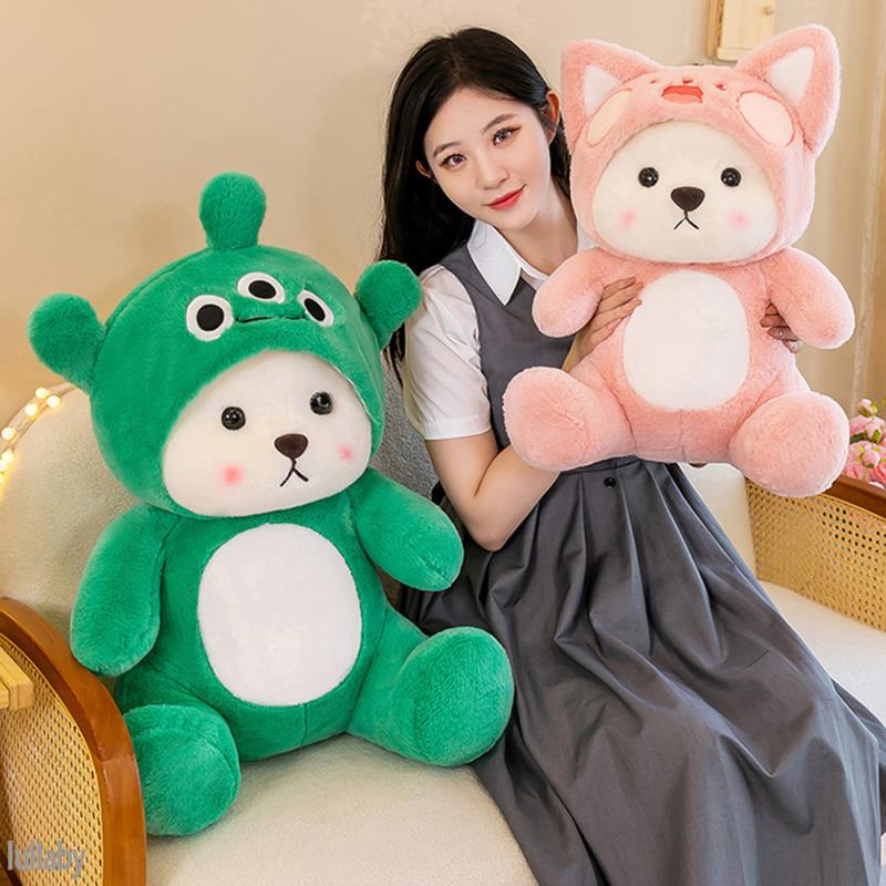 40CM Cute White Bear Turn Into Plush Toy Lovely Soft Cuddly Stuffed