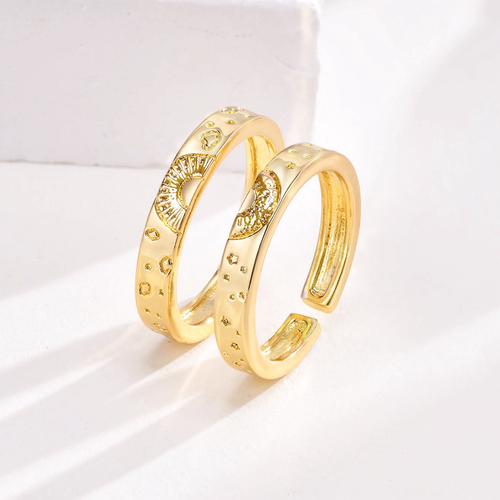 thumbnail image 2 of Sun And Moon Couple Rings Set - Size 7, Silver Copper Eternity Bands For Him And Her, Promise Jewelry 2 of 3