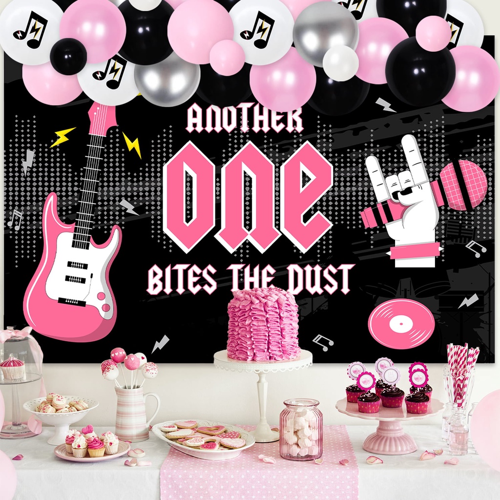 JOLLYBOOM Another One Bites the Dust 1st Birthday Decorations Black and ...