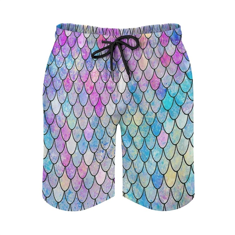 Mermaid Fish Scales Graphic Shorts Pants 3D Printed Hip Hop y2k Board