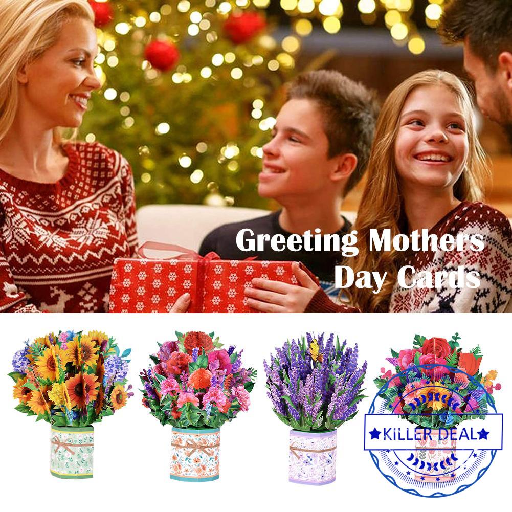 3D Pop Up Greeting Mothers Day Cards Bouquet Flowers Greeting Card For ...