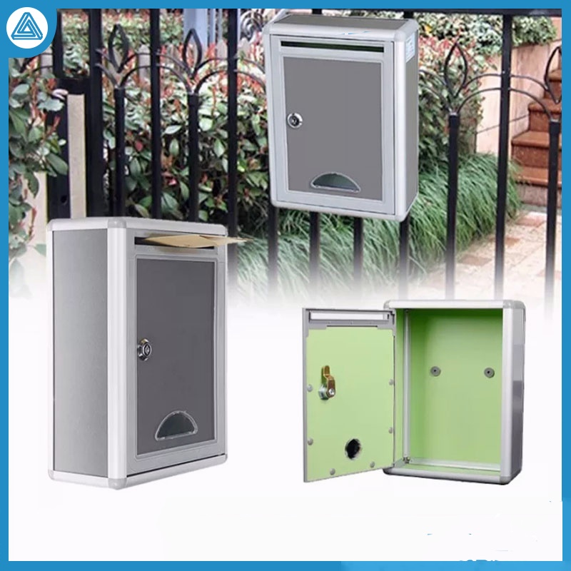 new Letter Mailbox Post Box Waterproof Outdoor Security Locking Silver Aluminium Suggestion Box