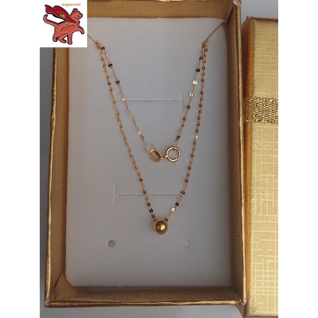 Pawnable 18k Saudi Gold Dancing Chain with 24k 3mm Ball Pendant ...