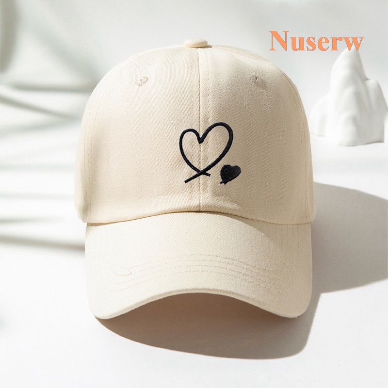 NUSERW Heart Shape Korean Baseball Cap For Men And Women Unisex Cotton Adjustable couple hat